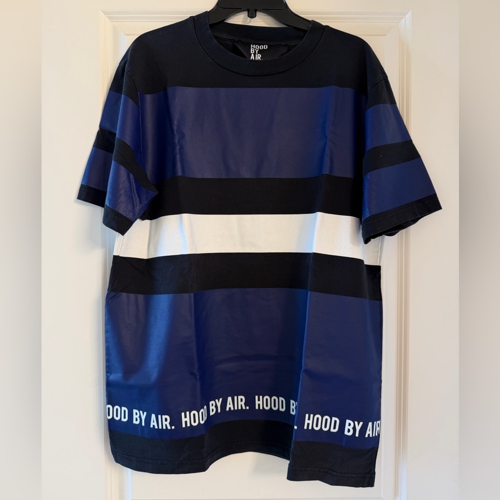 Hood By Air Blue, Black & White Striped Kids Tee